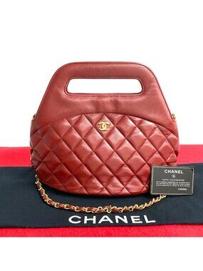 Chanel Card Quilted Coco Lambskin 2-Way Shoulder Bag Red